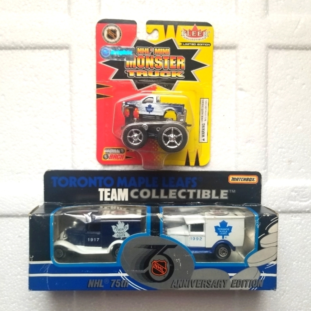Toronto Maple Leafs Matchbox Diecast Cars and Fleer Monster Truck. Unopened